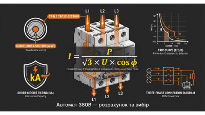 Автоматичний вимикач на 380 вольт (3 фази): розрахунок, вибір та підключення
