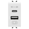 DUAL USB CHARGER A+C TYPE 5V 3A 1M WHITE