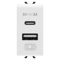 Розетка 2хUSB Chorusmart A+C TYPE 5V 3A 1M глянцевий білий GEWISS