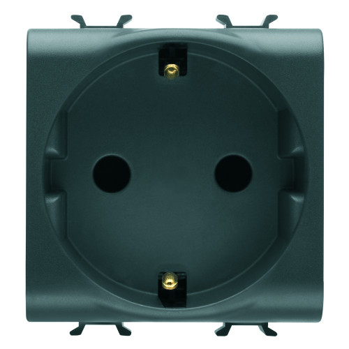 SOCKET 2M 2P+E 16A GERMAN ST BLACK