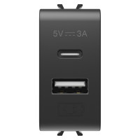 Розетка 2хUSB Chorusmart A+C TYPE 5V 3A 1M чорний GEWISS
