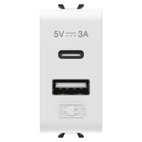 Розетка 2хUSB Chorusmart A+C TYPE 5V 3A 1M сатиновий білий GEWISS