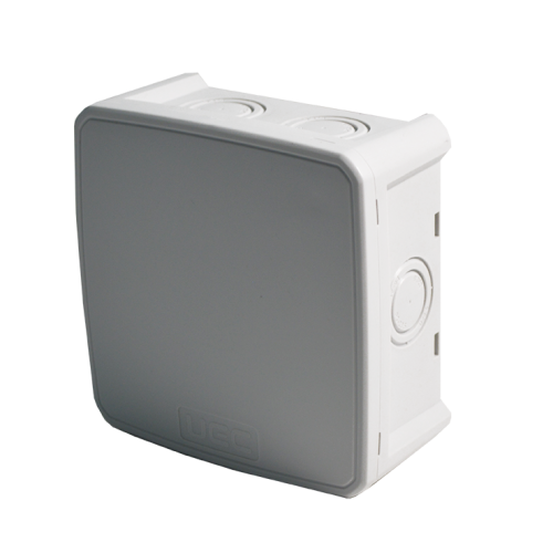 Коробка монтажна для відкритого встановлення без отворів 100х100х50 мм (зовн. 115х115х54 мм) IP66 із скобами сіра UEC