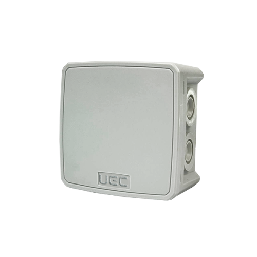 Коробка монтажна для відкритого встановлення 100х100х50 мм (зовн. 115х115х54 мм) IP65 із скобами сіра UEC