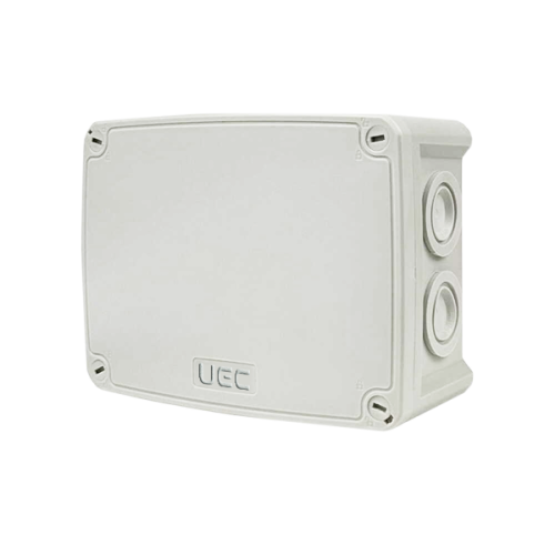 Коробка монтажна для відкритого встановлення 146х105х65 мм (зовн.162х122х68 мм) IP66 із скобами сіра UEC