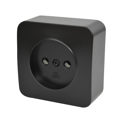 1-outlet 2P non-grounded socket 10A 250V black LINEA
