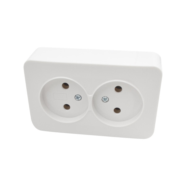 2-outlet 2P non-grounded socket 10A 250V white LINEA