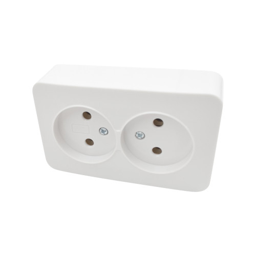2-outlet 2P non-grounded socket 10A 250V white LINEA