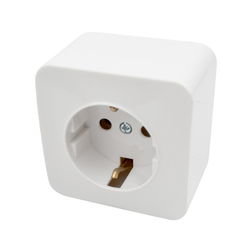 1-outlet 2P+E grounded socket 16A 250V white LINEA