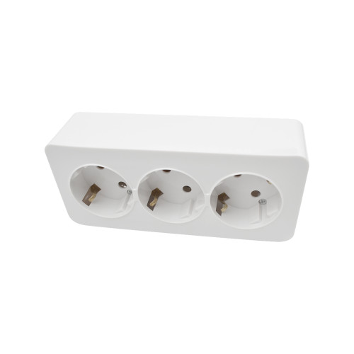 3-outlet 2P+E grounded socket 16A 250V white LINEA