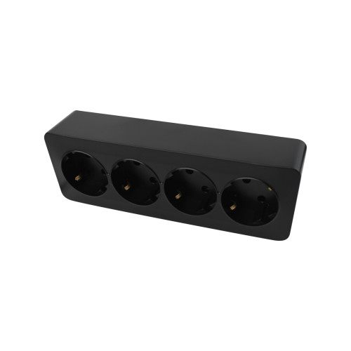 4-outlet 2P+E grounded socket 16A 250V black LINEA