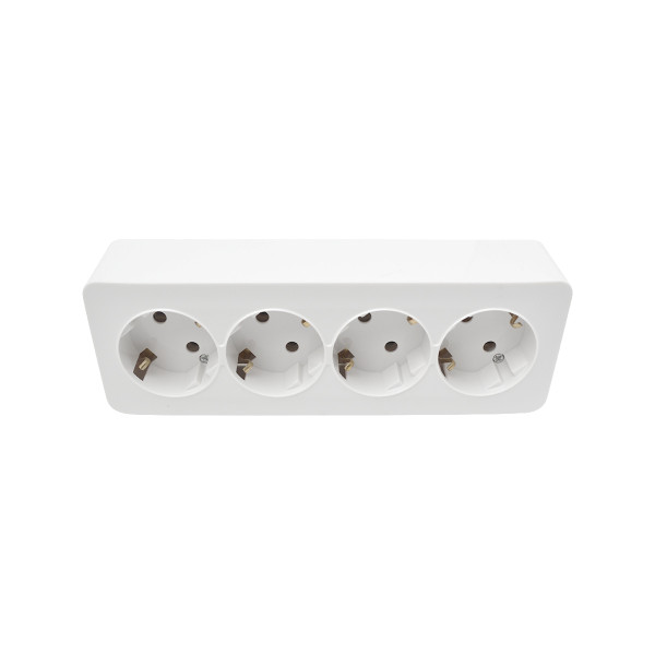 Розетка 4 місця 2P+E з заземленням 16A 250В білий LINEA