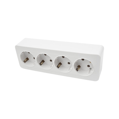 4-outlet 2P+E grounded socket 16A 250V white LINEA