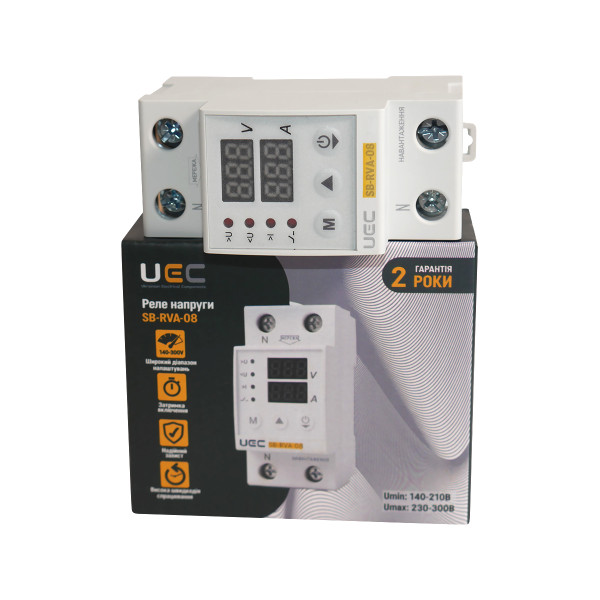 Реле напруги та струму SB-RVA-08 2P 40A UEC