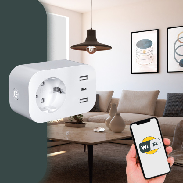 WIFI SMART розетка WPU-16A з енерго-моніторингом IP20 UEC
