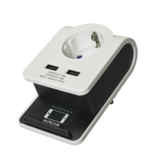 Adapter Т-02/01 1 socket 2P+PE 16А 2хUSB 2,4А white UEC