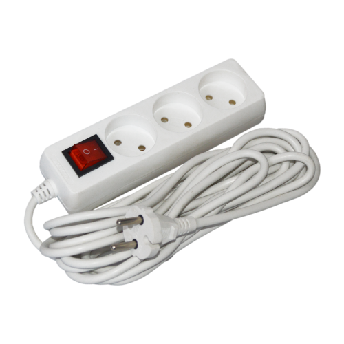 Extension cord P03V 3 sockets 2Р/5m. 2х0,75mm2 on/off 10A/250 STANDART UEC