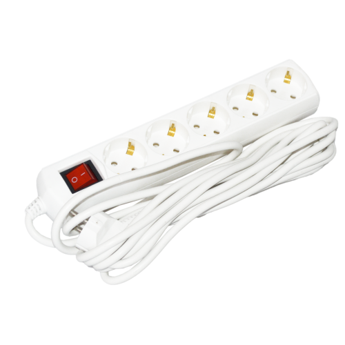 Extension cord P05V 5 sockets 2P+PE/5m 3х1mm2 10A/250V on/off ECO UEC