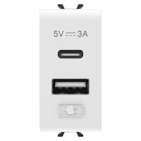 DUAL USB CHARGER A+C TYPE 5V 3A 1M WHITE