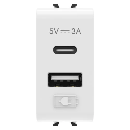 Розетка 2хUSB Chorusmart A+C TYPE 5V 3A 1M глянцевий білий GEWISS