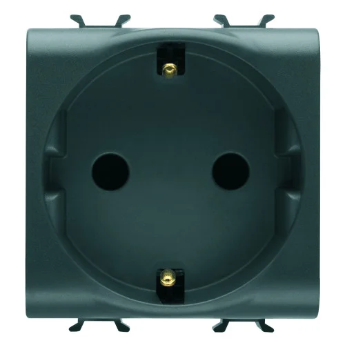 SOCKET 2M 2P+E 16A GERMAN ST BLACK