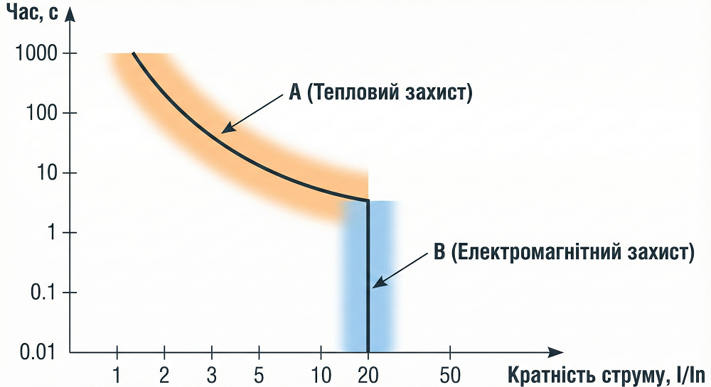 Загальний графік час-струмової характеристики автомата