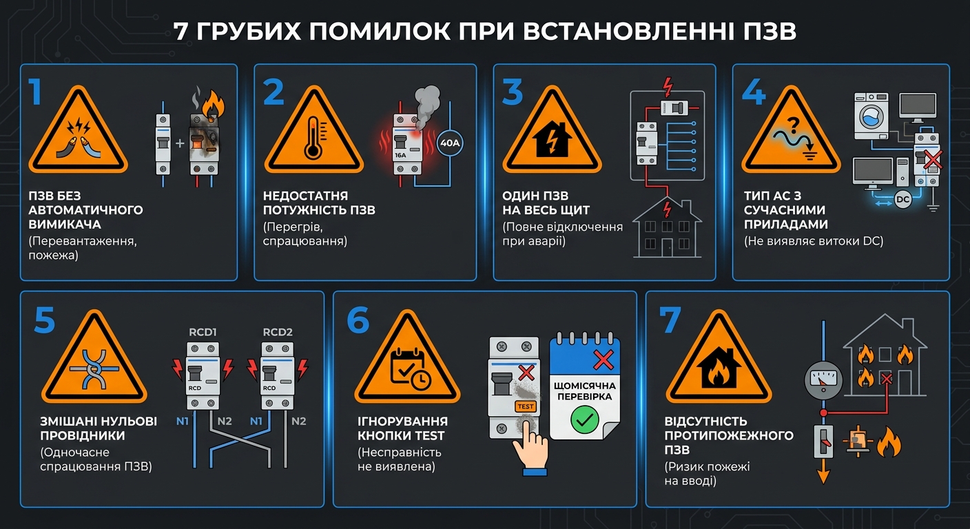 Інфографіка — 7 найпоширеніших помилок при виборі та підключенні ПЗВ з описом наслідків.