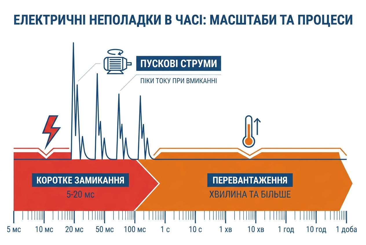 Часові зони спрацювання захисту: селективність при КЗ вимагає точності в мілісекундах
