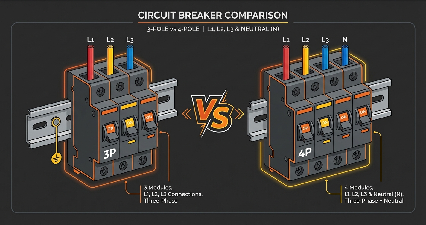 Триполюсні (3P) та чотириполюсні (4P) автоматичні вимикачі: каталог, ціни та як вибрати