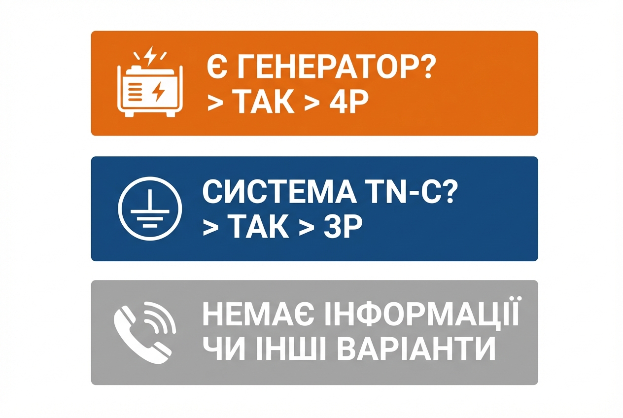 Шпаргалка для швидкого вибору між автоматом 3P та 4P