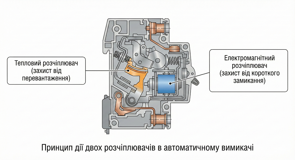 Внутрішня будова автоматичного вимикача